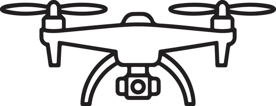 Simple outline icon of a modern drone with camera and propellers vector