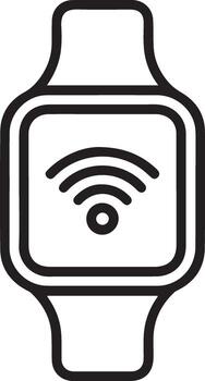 Modern smart watch with wifi symbol on screen in simple outline style vector