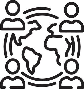 Global network of people connecting around the planet symbolizing international communication and teamwork vector