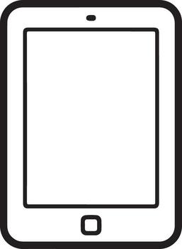Simple outline drawing of a modern tablet computer with a blank screen vector