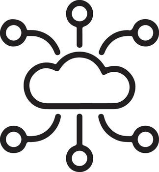 Abstract cloud computing icon representing data connection and network distribution with multiple nodes vector