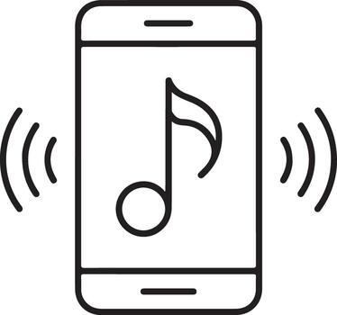 Smartphone displaying a musical note with sound waves emanating from the sides vector