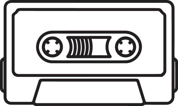 Retro audio cassette tape icon for music and nostalgia in a simple line art style vector