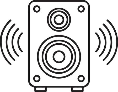 Modern outline icon of a stereo speaker emitting sound waves graphic element vector