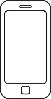 Simple outline drawing of a modern smartphone with blank screen and home button vector
