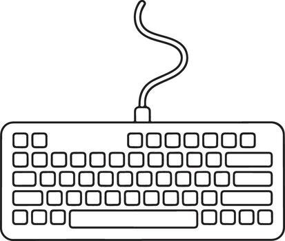 sencillo línea dibujo de un computadora teclado con un Rizado cable vector