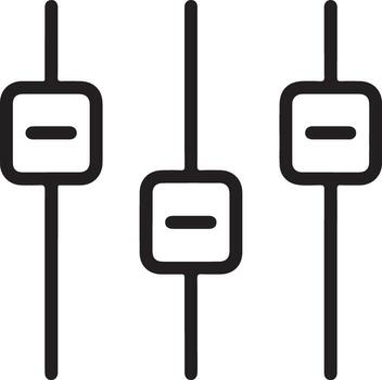 sencillo línea Arte icono representando audio mezclador deslizadores o sonido igualada control S para música producción vector