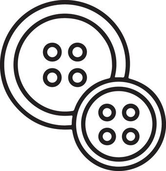 Simple outline drawing of two circular sewing buttons with four holes each on a white background vector