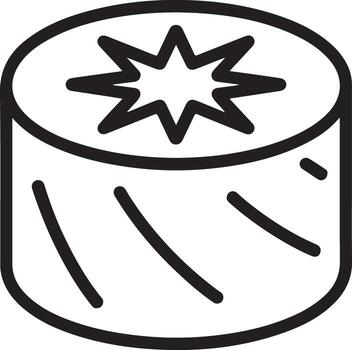 Simple line art icon of a sliced kiwi fruit with starburst pattern on top vector