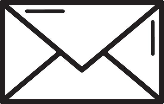 sencillo negro y blanco contorno icono de un abierto sobre con un letra dentro para comunicación vector