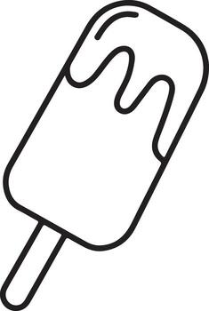 Simple outline drawing of a dripping chocolate ice cream bar on a stick vector