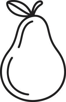 Simple hand drawn outline illustration of a pear with a leaf and stem on a white background vector