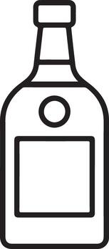 Simple outline drawing of a liquor bottle with a blank label and cap for customization vector