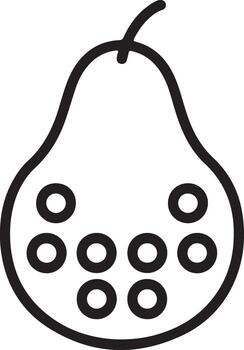 Simple outline icon of a pear with seed dots representing a healthy fruit symbol vector