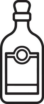 Simple outline illustration of a classic liquor bottle with a blank label for customization vector