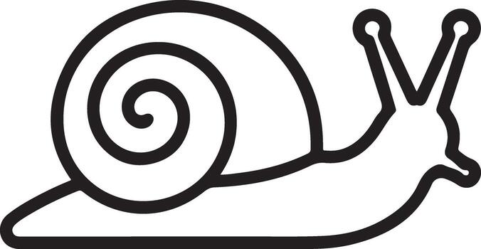 Simple outline illustration of a snail with antennae and swirling shell vector