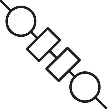 Simple line drawing of a skewer with geometric shapes representing food items on a stick vector