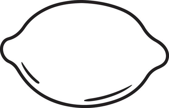 Simple black and white outline drawing of a single fresh lemon on a white background vector