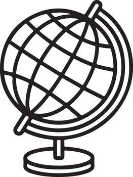 Simple line drawing of a classic terrestrial globe on a stand vector