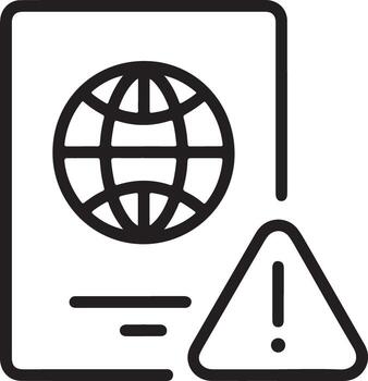Passport with a warning symbol icon representing travel restrictions or issues vector