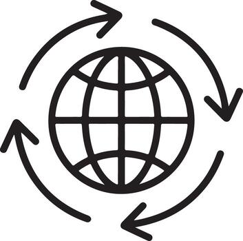 Global network connectivity and worldwide data exchange arrows icon vector