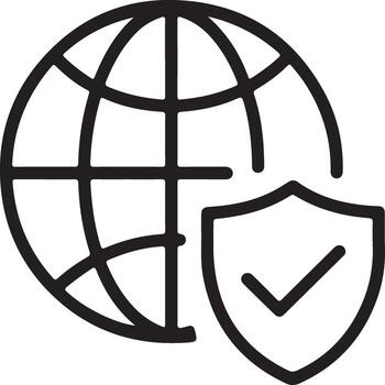 global red seguridad icono presentando un proteger con un marca de verificación y un globo vector