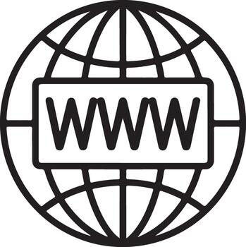 Stylized globe icon featuring www text symbolizing global internet connectivity vector