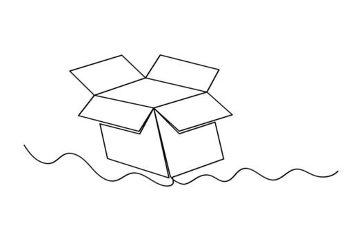 Minimalist one line carton box simple outline continuous drawing vector