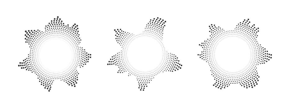 circular negro puntos formando un resumen sonido ola. minimalista audio espectro, voz reconocimiento, o Radar visualización. modelo. vector