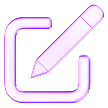 3d morfismo de vidro lápis ícone dentro quadrado quadro. mínimo estilo símbolo representando escrita, edição, Nota tirando, criatividade, e documentação png