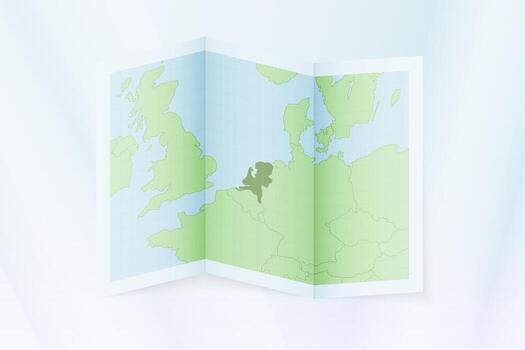 Netherlands map, folded paper with Netherlands map. vector