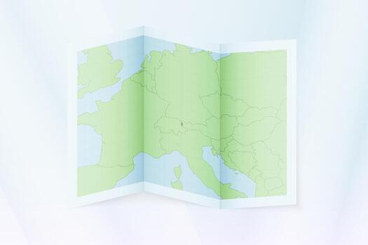 Liechtenstein map, folded paper with Liechtenstein map. vector