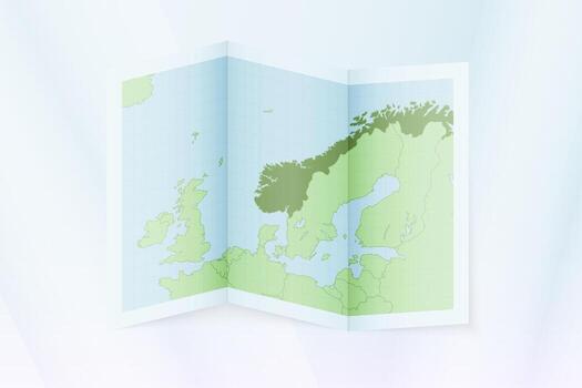 Norway map, folded paper with Norway map. vector