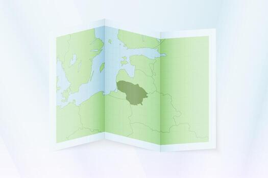 Lithuania map, folded paper with Lithuania map. vector
