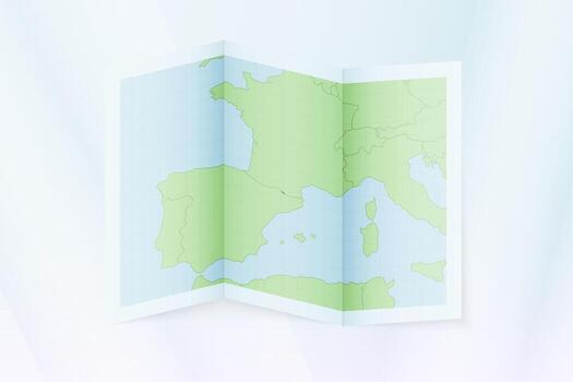 Andorra map, folded paper with Andorra map. vector