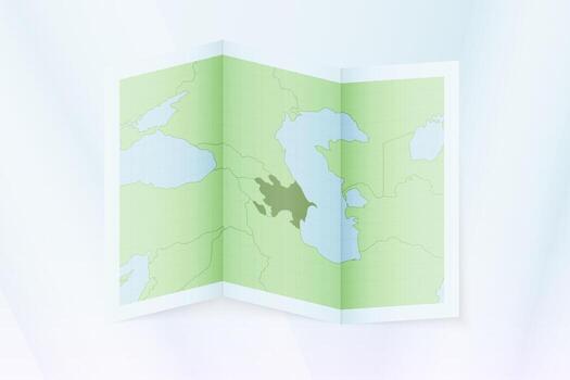 Azerbaijan map, folded paper with Azerbaijan map. vector