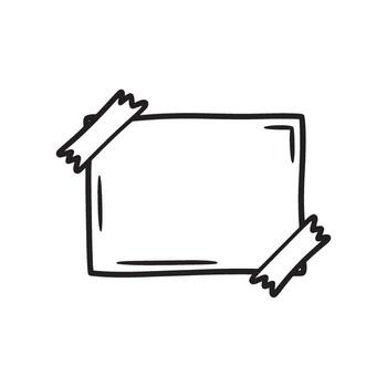 Hand Drawn Rectangular Note with Tape Corners Creative Doodle Style Design Element for Notice Boards and Reminders vector