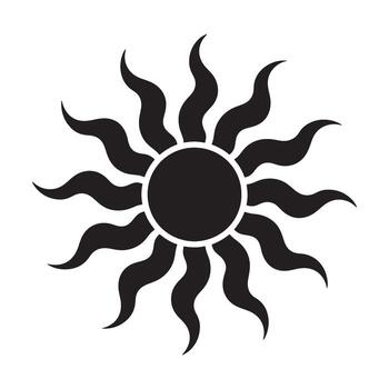 Monochromatic Sun Design with Spiraling Rays A Celestial Emblem of Energy and Warmth radiating outwards with dynamic style vector