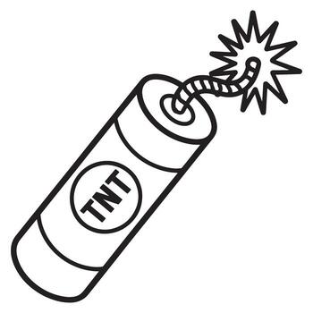 Cartoon Style Dynamite Stick with Burning Fuse a Symbol of Danger Explosions and Chaos in Animated Media vector
