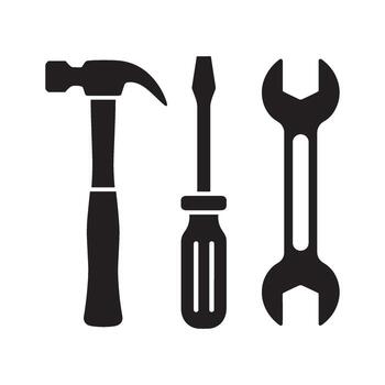 Essential Tools for Every Task The Hammer, Screwdriver, and Wrench Tools, Symbolic of Handiwork and Home Improvement Projects vector