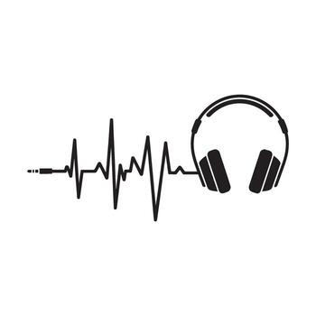 Music in Motion An Illustration of Headphones Connected to a Sound Wave Creating a Unique Visual Symphony vector