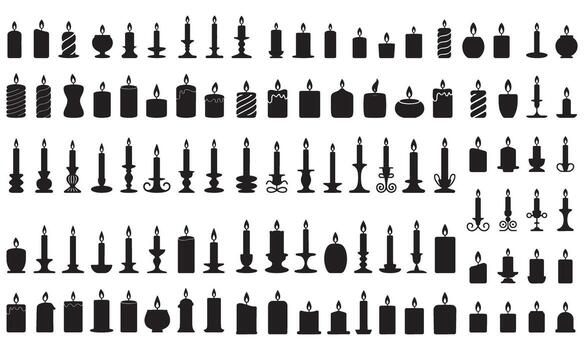 clasificado vela siluetas con único formas y titulares ideal para decorando arte proyectos y creando un acogedor atmósfera vector
