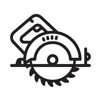 Simplified Circular Saw Icon Sharp and Precise Cutting Tool Black and White Outlines for Construction and Home Improvement Projects vector