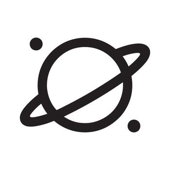 Planet Icon with Orbiting Ring and Two Small Moons Space Exploration and Astronomical Symbol for Science vector