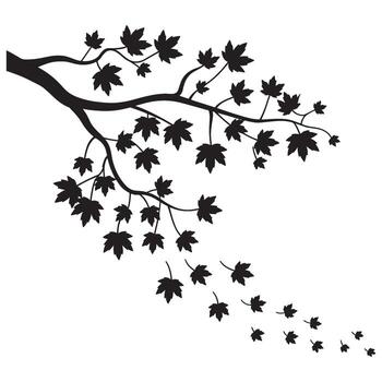 Silhouette of Maple Branch with Falling Leaves Creating a Sense of Autumn Serenity and Natural Beauty Artistic Presentation vector