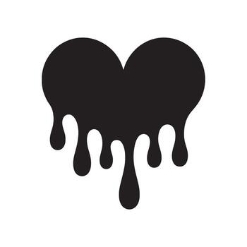 Melting Heart Silhouette Artistic Expression of Love and Emotion A Symbol of Vulnerability and Overflowing Affection with Dripping Design vector