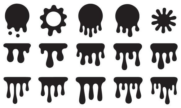 Collection of Black Ink Splatters and Drips Representing Artistic Messiness and Creative Processes in Graphic Design vector