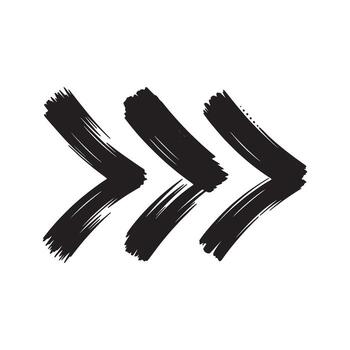 Dynamic Trio of Hand Drawn Arrows Boldly Pointing Rightward Direction and Flow Indicating Movement and Progression on White Background vector