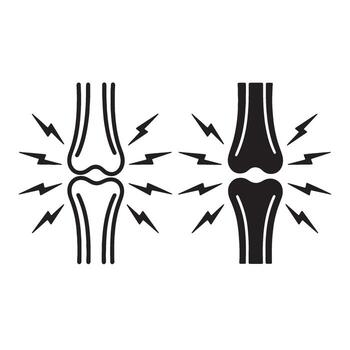 articulación dolor ilustración presentando huesos con relámpago tornillos visualizante incomodidad y inflamación alrededor rodilla huesos y posible médico condiciones vector