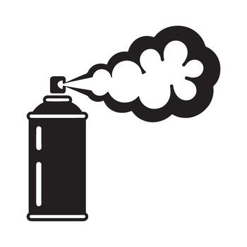 Spray Can Icon with Cloud of Spray Representing Aerosol Usage, Graffiti Art, or Pest Control Applications and Various DIY Projects vector